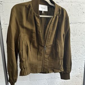 Frame Denim Women's Olive Jacket - Size Small - Like New Zip Up